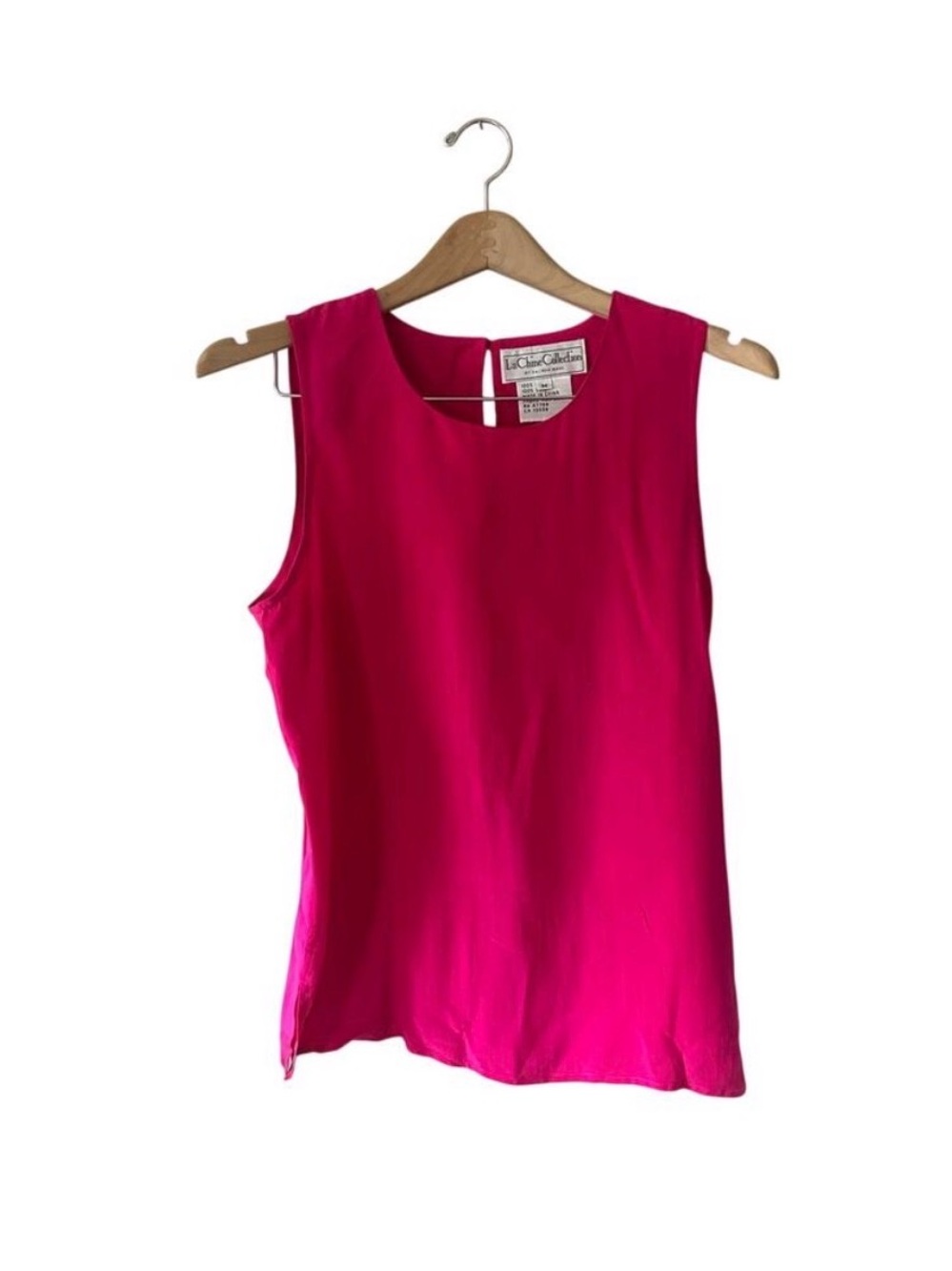 100% Silk Classic Sleeveless Shell Tank Top - Hot Pink